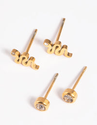 Gold Plated Surgical Steel Snake Stud Earring Pack - link has visual effect only