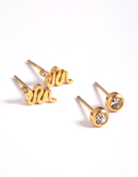 Gold Plated Surgical Steel Snake Stud Earring Pack - link has visual effect only