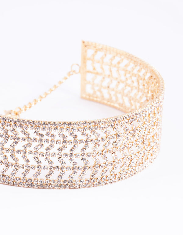 Gold Diamante Choker Necklace