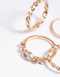 Gold Diamante Twisted Ring Stack Pack - link has visual effect only