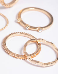 Gold Textured Diamante Ring Stack Pack - link has visual effect only