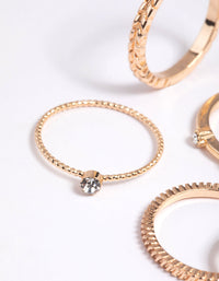 Gold Textured Diamante Ring Stack Pack - link has visual effect only