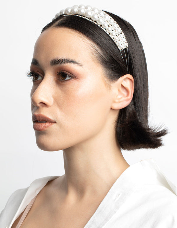Silver Pearl Headband