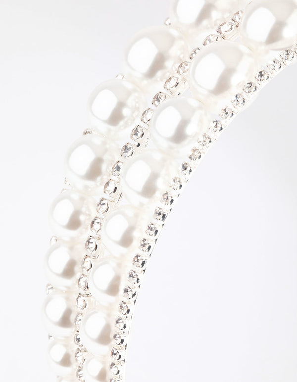 Silver Pearl Headband