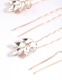 Rose Gold Diamante Navette Hair Pin Pack - link has visual effect only