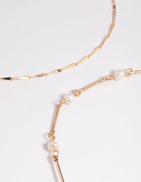 Gold Freshwater Pearl Anklet Set - link has visual effect only