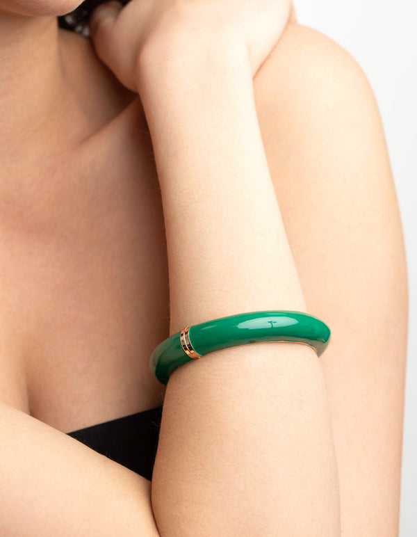 Green Enamel Clamp Bracelet