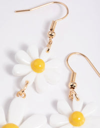 90s White Daisy Drop Earrings - link has visual effect only