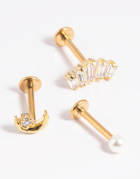Gold Plated Surgical Steel Pearl Flat Back Pack - link has visual effect only