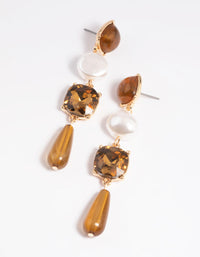 Brown Pearl and Diamante Mixed Drop Earrings - link has visual effect only