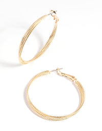 Gold Textured Criss Cross Hoop Earrings - link has visual effect only