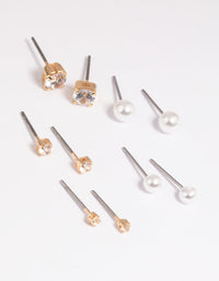 Gold Diamante Stud Earring Pack - link has visual effect only