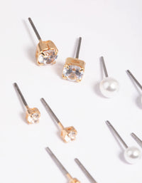 Gold Diamante Stud Earring Pack - link has visual effect only