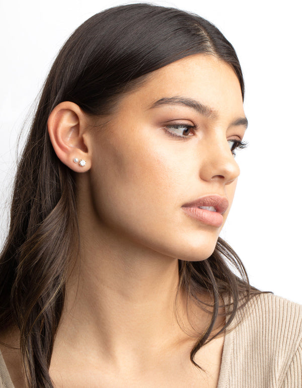 Gold Diamante Stud Earring Pack