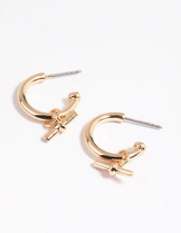 Gold Fob Huggie Hoop Earrings - link has visual effect only