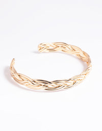 Gold Twisted Plait Cuff Bangle - link has visual effect only