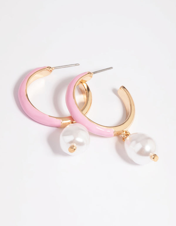 Blush Pearl Hoop Earrings