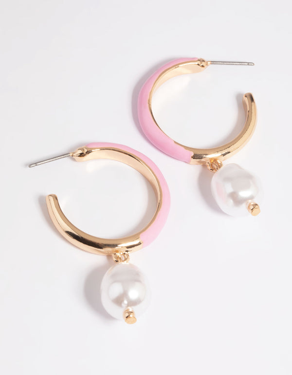 Blush Pearl Hoop Earrings