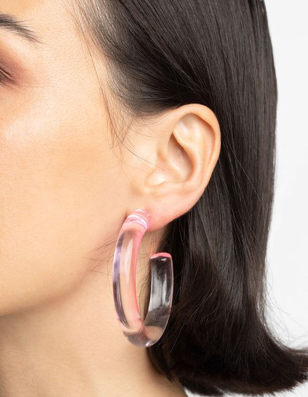 Pink Tube Hoop Earrings