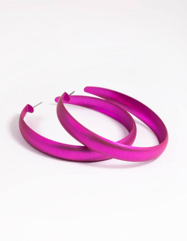 Fuchsia Rubber Hoop Earrings