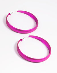Fuchsia Rubber Hoop Earrings - link has visual effect only