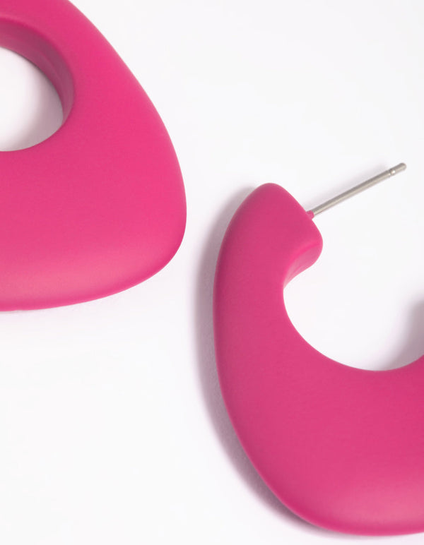 Matte Fuchsia Hoop Earrings
