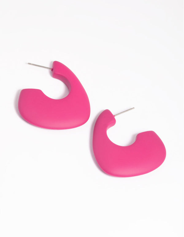 Matte Fuchsia Hoop Earrings