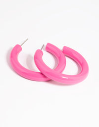 Matte Fuchsia Enamel Hoop Earrings - link has visual effect only