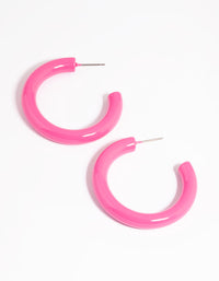 Matte Fuchsia Enamel Hoop Earrings - link has visual effect only