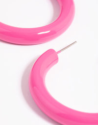 Matte Fuchsia Enamel Hoop Earrings - link has visual effect only