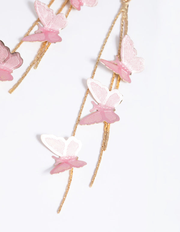 Pink Butterfly Drop Earrings