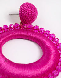 Fuchsia Thread Wrapped Disc Drop Earrings - link has visual effect only