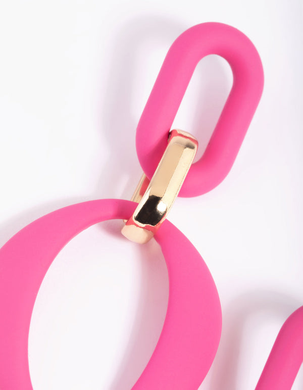 Pink Link Drop Earrings