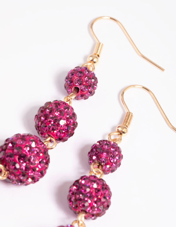 Fuchsia Ball Drop Earrings