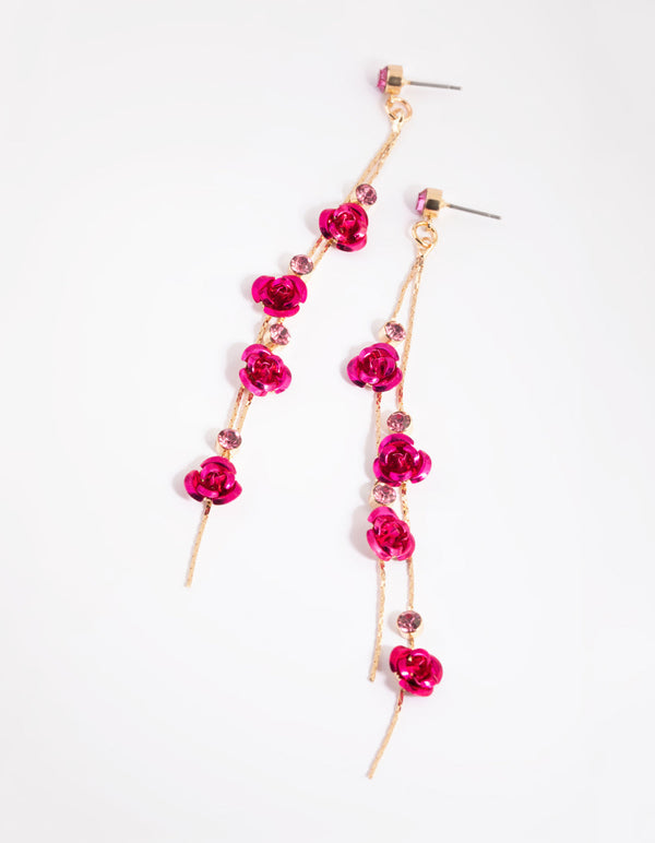 Pink Rose Drop Earrings