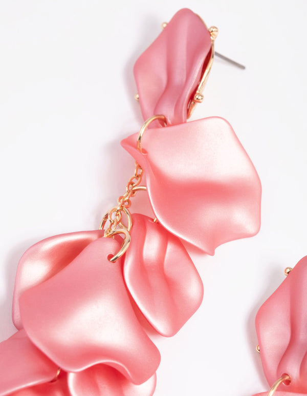 Pink Petal Drop Earrings