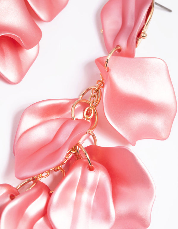 Pink Petal Drop Earrings