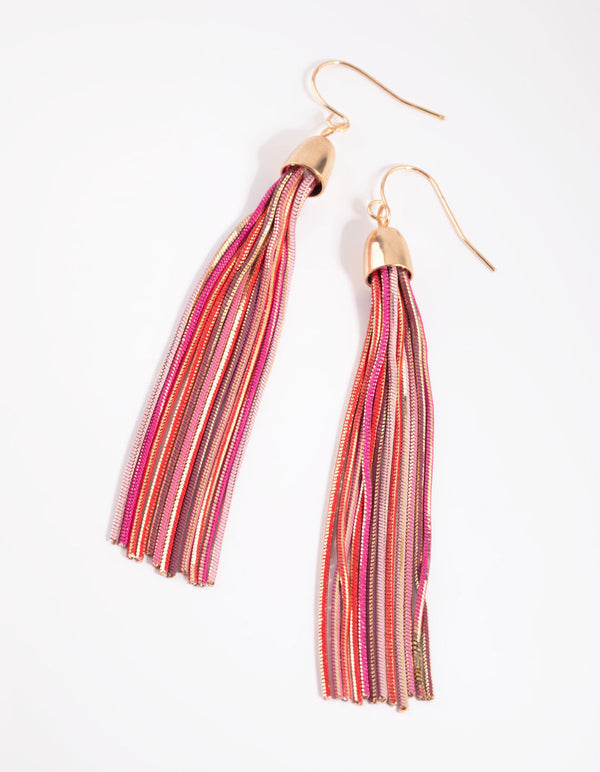 Fuchsia Tassel Drop Earrings
