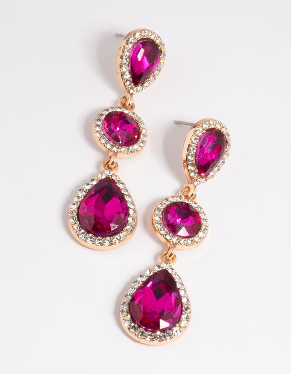 Fuchsia Diamante Teardrop Earrings