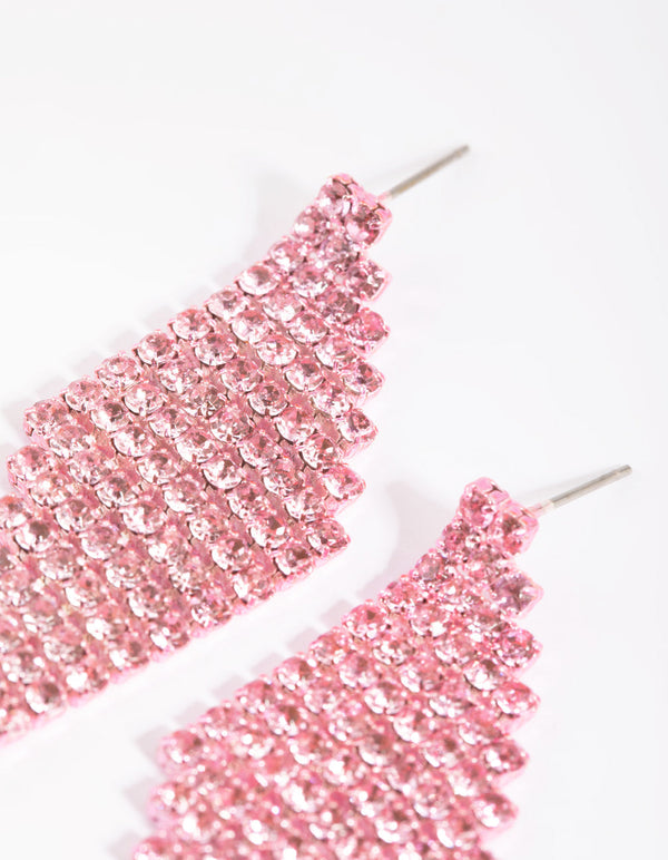 Pink Diamante Drop Earrings