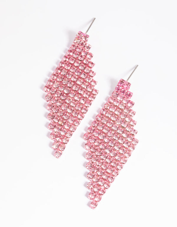 Pink Diamante Drop Earrings
