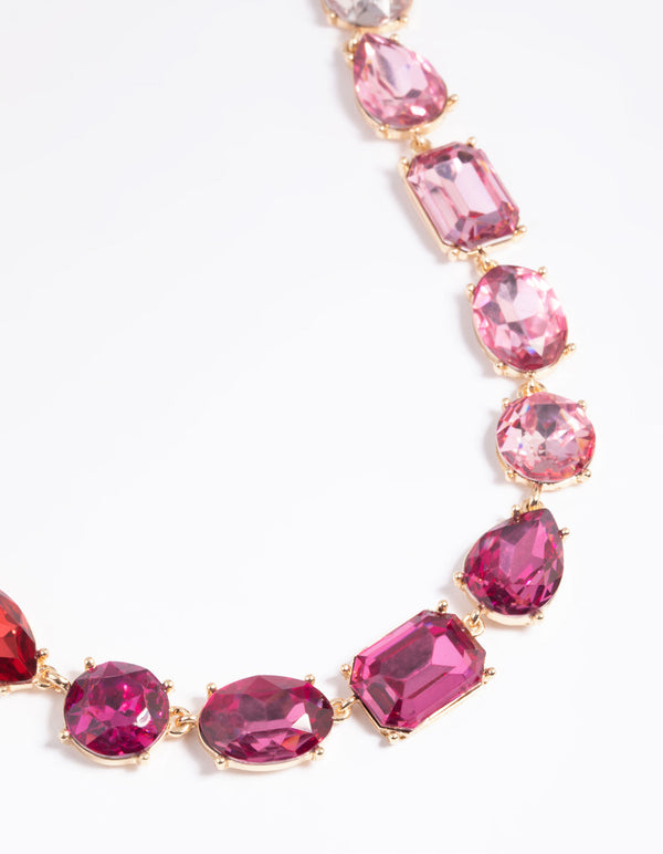 Pink Mixed Stone Necklace