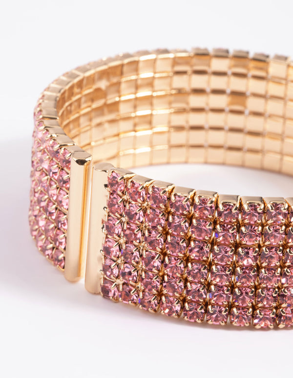 Pink Diamante Cuff Bangle