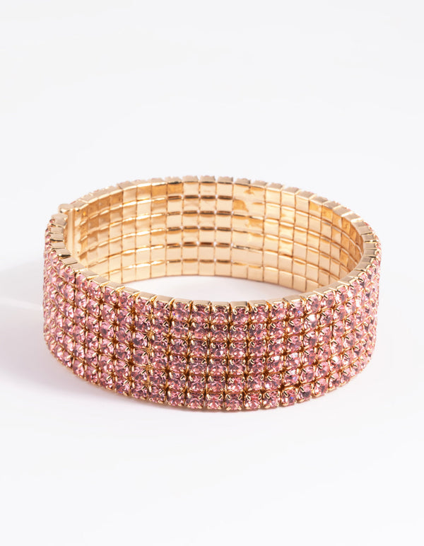 Pink Diamante Cuff Bangle