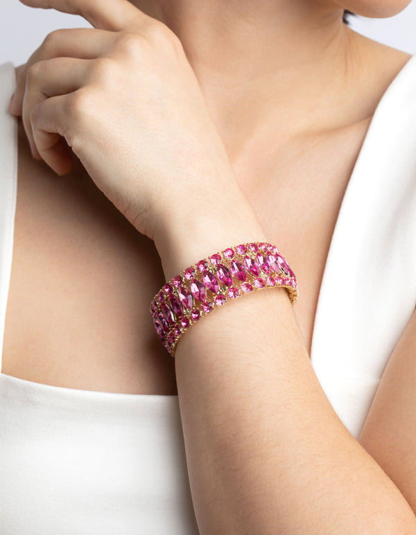 Pink Diamante Marquise Bracelet