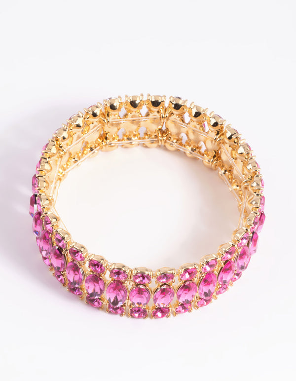 Pink Diamante Marquise Bracelet