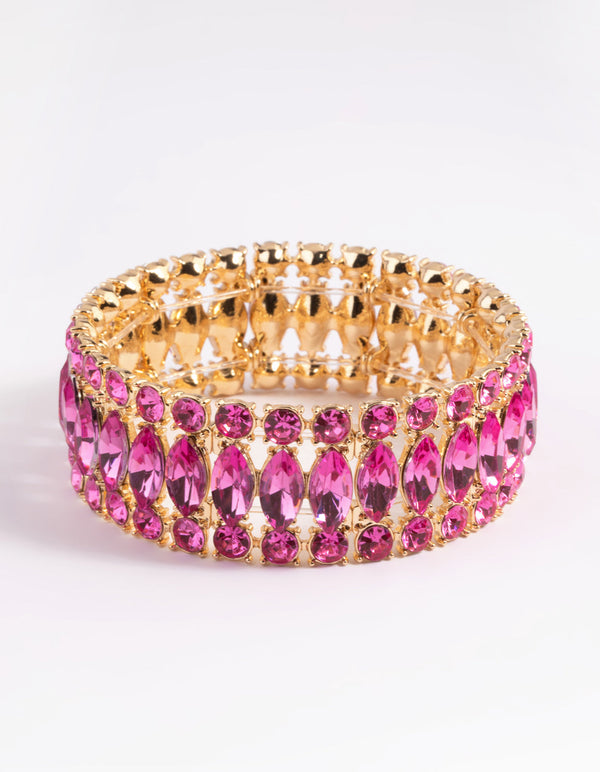 Pink Diamante Marquise Bracelet