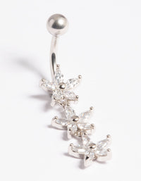 Platinum Plated Titanium Threadless Flower Belly Bar - link has visual effect only