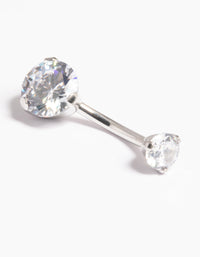 Platinum Plated Threadless Cubic Zirconia Belly Bar - link has visual effect only