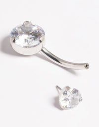 Platinum Plated Threadless Cubic Zirconia Belly Bar - link has visual effect only